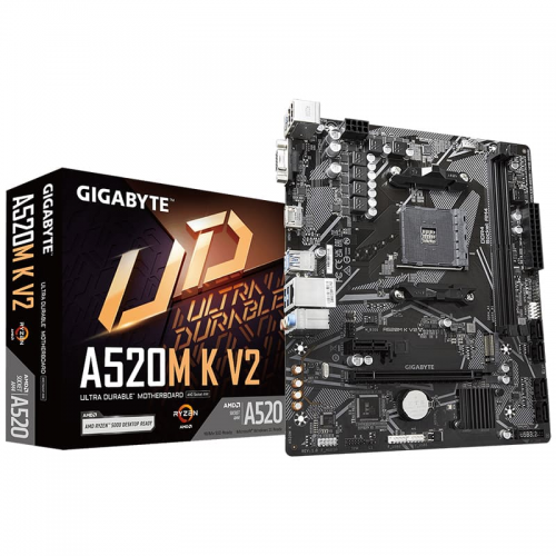 GIGABYTE A520M-K V2, 2xDDR4, 1x M.2, D-SUB, HDMI, AM4 Soket Anakart