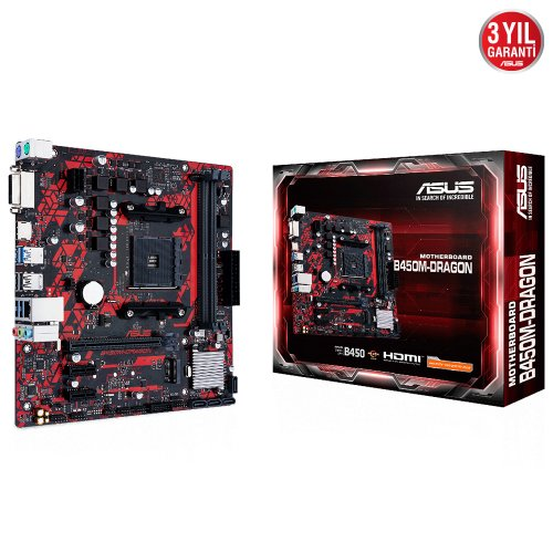 ASUS PRIME B450M-DRAGON, 2xDDR4, M.2, DVI, HDMI, AM4 Soket Anakart