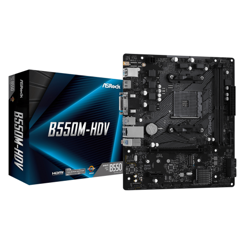 ASROCK, B550M-HDV, 2xDDR4, M.2, D-SUB, DVI, HDMI, AM4 Soket Anakart