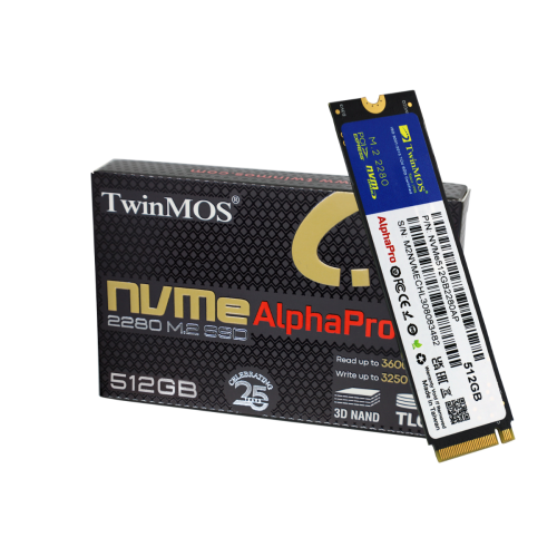 TwinMOS NVMe512GB2280AP, AlphaPro, 512GB, M.2  PCIe NVMe, Gen3, SSD, 3600-3250Mb/s, TLC 3DNAND