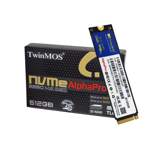 TwinMOS NVMe512GB2280AP, AlphaPro, 512GB, 3600-3250Mb/s, Gen3, NVMe PCIe M.2, SSD, TLC, 3DNAND