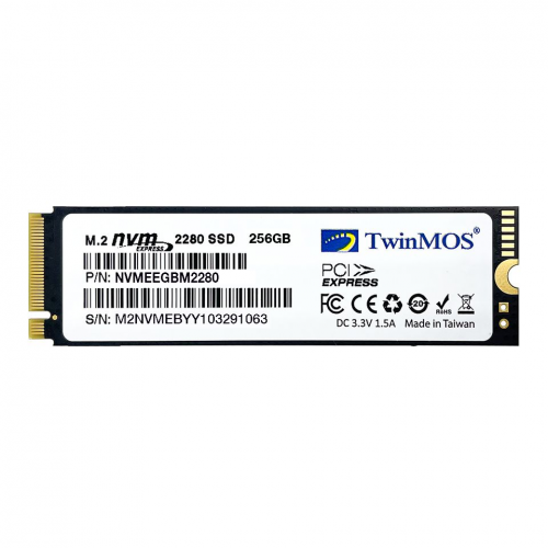 TwinMOS NVMEEGBM2280 256GB M.2 PCIe NVMe SSD (2455Mb-1832Mb/s) 3DNAND