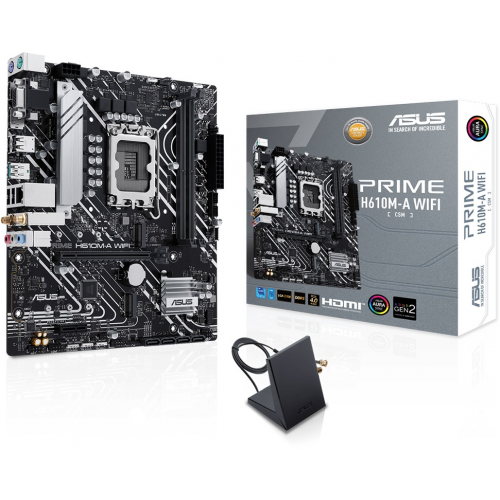 ASUS PRIME H610M-A-WIFI, 2xDDR5, M.2, D-SUB, HDMI, DP, Wi-Fi 5, Bluetooth 5.0, 12.Nesil, LGA1700 Soket, Anakart