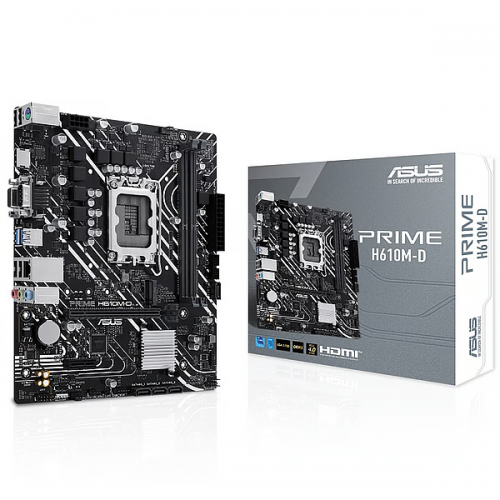 ASUS PRIME H610M-D, 2xDDR5, M.2, D-SUB, HDMI, RS232 Port, 12-13.14.Nesil, LGA1700 Soket, Anakart