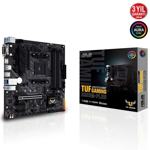 ASUS TUF GAMING A520M-PLUS, 4xDDR4, 1x M.2, D-SUB, DVI, HDMI, AM4 Soket Anakart