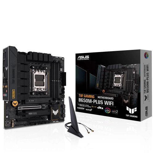 ASUS TUF GAMING B650M-PLUS WIFI, 4xDDR5, 2x M.2, HDMI, DP, Type-C, Wi-Fi 6, Bluetooht v5.2, AMD Ryzen 7000 Serisi, AM5 Soket Anakart